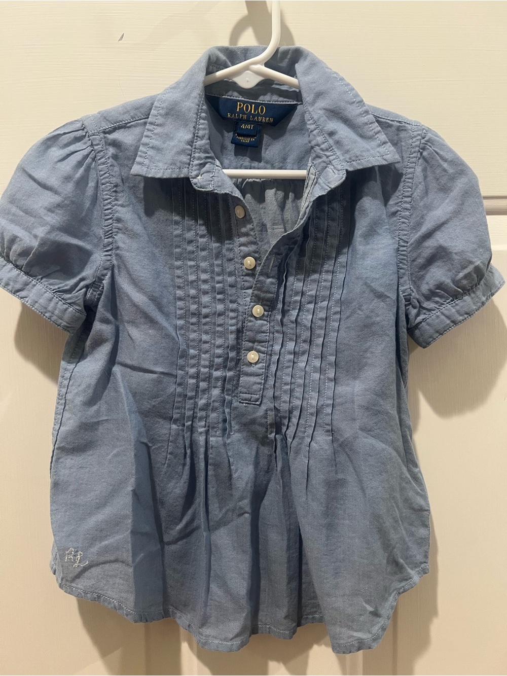 Polo by Ralph Lauren Light Blue Pintuck Polo Blouse